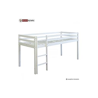 Homestyle4u Lit Simple Blanc 90x200 en Hauteur avec echelle