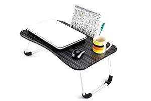 PRIVA Multi-Purpose Laptop Table/Study Table/Bed Table/Foldable and Portable Wooden/Writing Desk (Black)