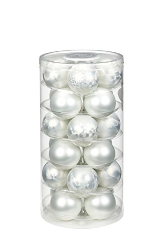 Inge-glas 16106D103MO Glaskugel, 60 mm, 24 Stück/Dose, Eislack, matt weiß