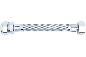 PLUMBUNIVERSE Flexible Tap Connector 15mm x 1/2" x 150mm Long Braided Hose for Taps, Toilets, etc