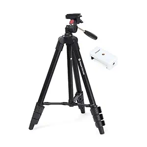 Fotopro DIGI-3400 4ft Universal Lightweight 3 Way Pan Head Tripod Stand with Mobile Holder and Carry Bag for All Smart Phones, GoPro, DSLR Cameras