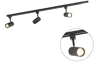 Qazqa - Modern 1-Phase Track System with 3 Spots Black - Jeana- - Modern - Suitable for LED GU10 | 3 Way Light - Steel Surface-Mounted spotway Light - Suitable for Bedroom I