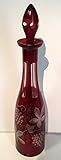 rubin rot Egermann Glas Karaffe Antik böhmisches Glas rubin rot Likörflasche handgeschliffenenes Aussendekor antikes Kristallglas mundgeblasen Höhe ca. 40 cm