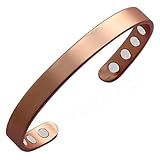 MagEnergy Copper Bracelet for Men and Women 99.9% Pure Copper Bangle 6.8" Adjustable with 8 Magnets (Plain Design)