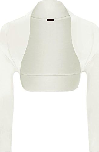 Shopping Zone Womens Long Sleeve Cropped Bolero Shrug Cardigan Crop Top Plain Plus Sizes