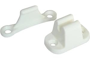 REQAG Türfeststeller für Wohnwagen und Wohnmobil, 25 mm und 40 mm Lochabstand, Türschloss weiß, Türhalter Serviceklappe und Stauraumtür, Türschnapper Wohnwagen, Wohnmobil Türsicherung, Wohnwagen Zubehör