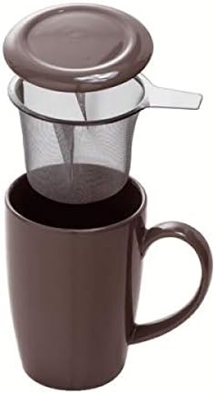 Tea Strainer Tea Cup with Filter and Lid, Taupe