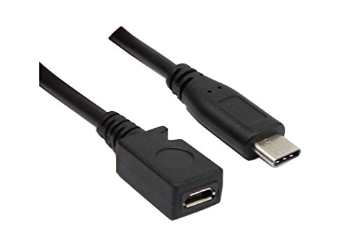 Typ C USB C Verlängerungskabel, cerrxian USB 2.0 Micro Buchse an USB C (Typ C) männlich Sync & Charge Konverter Adapter Kabel 25,4 cm - 6