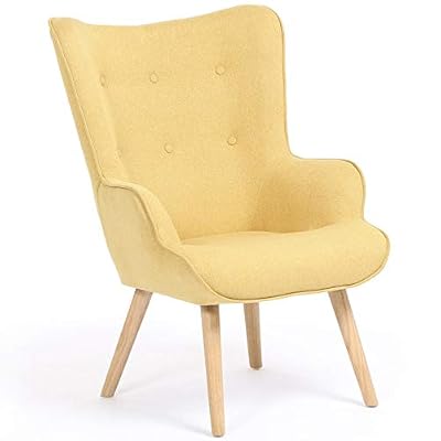 IDMarket - Fauteuil scandinave Ivar en Tissu Jaune