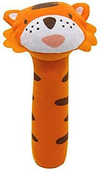 Amazemarket 100% Cotton Baby Toy Bibi Stick Soft Rabbit Cat Tiger Plush Doll Baby Crib Bed Hanging Animals Multifunction Kids (Lion)
