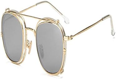 Punk Rock Sunglasses Men's And Women's Hipster Glasses Retro Mirror Clip Polarizer Sunglasses Dual Glasses Fashion Sunglasses,C10-OneSize
