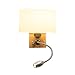 Produktbild DE-Wandlampe Leselampe Wandleuchte Nachttisch mit Schalter Schlafzimmer LED modern Glas Massivholzschlauch Lampe Beleuchtung Nachttischlampe E27 * 1 kommt mit 1W Schlauch LED Lichtdimmer [Energieklasse A +++]