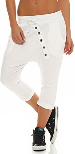 Malito Corto Boyfriend Pantalón con el botón 8015 Mujer Talla Única (Blanco)