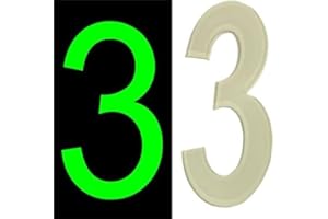 SONNET SIGNS 3D Acrylic Luminous House Door Numbers Glow in the Dark Stick On Self Adhesive Home Signs Hotel Office Appartments Mailbox Outdoor 6cm (Number - 3)