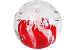 PFRONTEN SCHMUCK my-gschenk Presse-Papier Boule de rêve Grand modèle : Motif Fleur Blanche sur Base Rouge