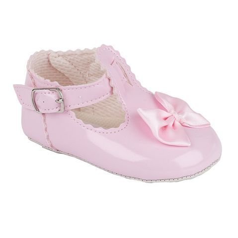 BABY GIRLS RED BLACK PINK WHITE IVORY PATENT PRAM CHRISTENING SHOES SIZES 0 TO 4 UK (1(3-6Months), Pink)