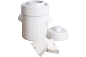 OUTILS ET NATURE Pot à choucroute avec pierres lacto-fermentation 5L Blanc