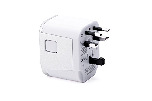 Alles-in-Einem-Weltweit-Universal-Reise-Adapter (Europa, UK, USA, Australien) Internationaler Stecker-Adapter mit USB Ausgängen 2.4A -Weiße und Silber - 6