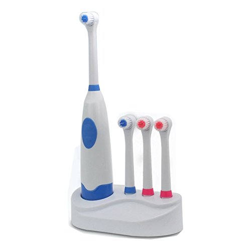 Pandaren Kids & Adult Blue electric toothbrush Attached 4 toothbrush head Rotating brush