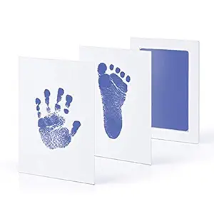 Mold Your Memories Baby Hand and Foot Ink Imprint Kit. No Touch, Non Toxic Ink Pad (0-6 Months, Light Blue)