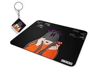 Morons [Keychain Included] BTS Girl Merchandise Mouse Pad | Printed Designer K pop Mousepad with BTS Keychain | Pack of 1