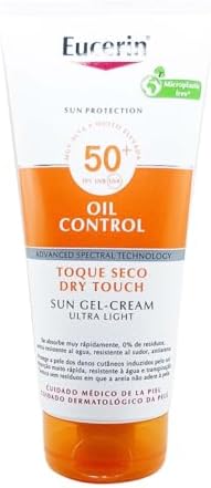Eucerin Oil Control Dry Touch Body Sun Gel-Creme SPF 50+ 200 ml, Crema solare 50+ in gel con filtri UVA/UVB, Protezione solare 50+ anti-lucidità per pelle grassa, mista e a tendenza acneica