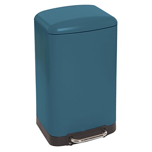 Poubelle 30L en métal finition mate - Fermeture silencieuse - Large pédale - Coloris BLEU Pétrole