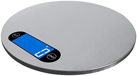 Kitchen Scale, AnGeer Stainless Steel Digital Kitchen Cooking Scale with Round Shape, Backlit LCD, Slim Design (included batteries)