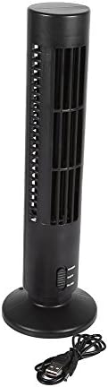 Portable Mini Tower Fan USB Bladeless Air Conditioner Cooling Desk Desktop Table Cooling Fan for Travel Home and Office Use(Black)