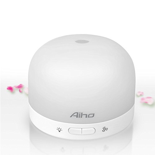 Aroma Diffuser Aiho Luftbefeuchter Ultraschall Vernebler Duftlampe Elektrisch Air Humidifier Öl Düfte Diffusor Holzmaserung LED mit 7 Farben einstellbarer Niedrigwasserschutz für Babies Yoga Kindergarten Schlafzimmer Büro