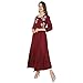 Cottonwalas Women's Rayon Embroidered Ankle Length Anarkali Kurti (Maroon, Medium)