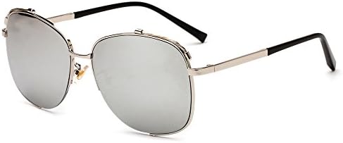 Sunglasses for Mens Womens Oval Metal Half-Frame Eyewear UV Protection-Silver
