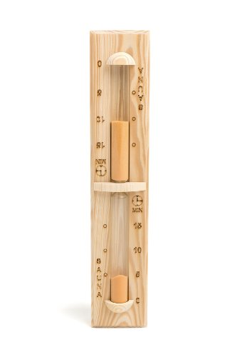 Sauna Set – 4-teilig: Saunakübel / Saunaeimer, Schöpfkelle, Saunathermometer und Sanduhr (Pinetta) - 4