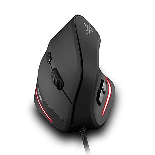 Zelotes Souris Ergonomique Verticale,3200-2400-1600-1000 dpi, 6 Boutons USB Optique Souris Verticale Filaire pour Ordinateur de Bureau, PC, Ordinateur Portable,Droitier