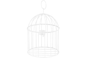 PartyDeco Vogelkäfig Deko Metall rund zum Aufhängen und Hinstellen 16x26,5cm weiß - Deko Käfig Tischdeko für eine Hochzeit oder Taufe klein