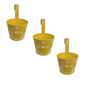 Kraftsplanet Garden Decor Set of Three Ribbed Design Railing planters Set with Detachable Hooks