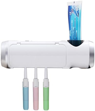 UV Toothbrush Holder Sterilizer Sanitizer with Drying Fan Family Size Toothpaste Holder Wall Mounted Baterry-Operated