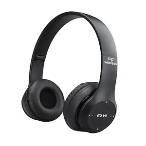 TECHNOWIZ P47 Wireless Bluetooth Portable Sports Headphones with Microphone, Stereo Fm,Memory Card Support (Black)