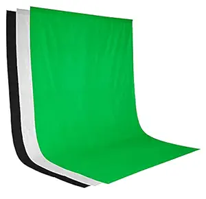 digiMAXX 8 x 12 FT Photo Studio Chromakey Lakera Background Backdrop Bundle Kit, Black, White, Green Premium Quality Fabric Material, Wrinkle Resistant, For Photography Background, Youtube ,live streaming , gaming , ZOOM, product photography and photo stuidio .