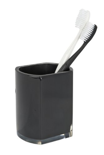 WENKO 20008100 Zahnputzbecher Lido Black , Kunststoff – Polyresin, 8.1 x 9.9 x 7 cm, Schwarz - 2