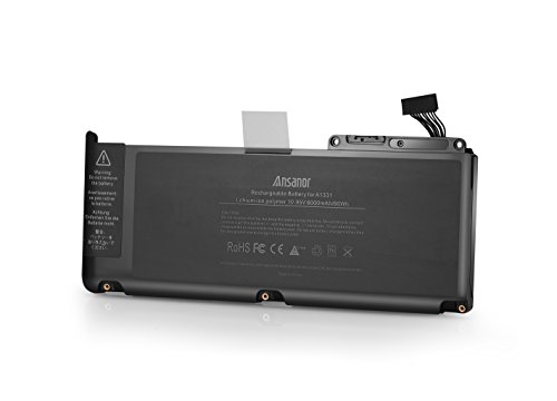 ANSANOR® Ultra Hochleistung Neuer Akku für Apple MacBook Unibody 13″ A1331 A1342 (Ende 2009 – Mitte 2010) MC207LL/A MC516LL/A 661-5391 661-5585 020-6580-A – 2 Jahre Gewährleistung [Li-Polymer 10.95V 6000mAh] A1331 - 2