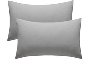 ML MASSARI LIMITED Grey Pillow Cases 2 Pack Hotel Quality Poly Cotton Pillowcases Covers (Gray, 2 x Pillow Cases)
