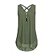 Produktbild JUTOO Women Loose Flowers Chiffon Sleeveless Tank V-Neck Zipper Hem Scoop TShirts Tops(A-Grün, EU:58/CN:4XL)