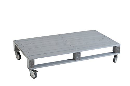 Castagnetti 1928 Mesita de palé con Ruedas Rectangular, Madera de Abeto, Ceniza