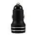 Produktbild Muamaly Auto Ladegerät, KFZ Ladegerät Quick Charge 3.0 Neu 12V 2.4A/1A 2Ports USB Auto Smartphone Schnell Ladegerät Metall mit LED-Licht (Schwarz)