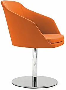 Lakdi Orange Cushioned Lounge Armchair with Round SS Base Chrome - Ideal for Home, Office and Outdoor MFN(134327_4)