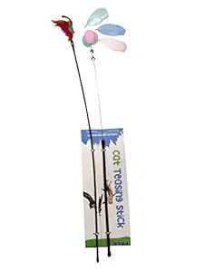 Pets Empire 2 Pcs Feather Teaser Cat Toy, Interactive Cat Wand Toys Cat Teaser Catcher Exercise Playing Fun Toys Pet Supplies Play with Cat ( Color May Vary )