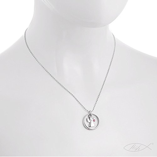 fish Mädchen Silber-Kette Sterling-Silber 925, Taufring Taufkette Taufgeschenk, Engel-Anhänger, Swarovski Elements rosa 38 cm, Geschenk-Set - 3