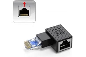 innov8 90 Degree RJ45 Male to Female Extension Cat5 Cat6 Lan Network Connector Ethernet Adapter for Computers, Laptops, Routers (Left Angle)