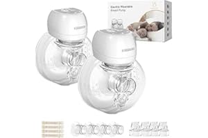 KISSBOBO Sacaleches Electricos, Sacaleches manos libres doble, extractor de leche materna, Bajo Ruido Recargable Inalámbrico 3 Modos 9 Etapas Sacaleches con 21mm/24mm (Blanco 2 Piezas)